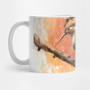 Painting of Hoopoe Standing on a Tree Branch on Orange Background Mug